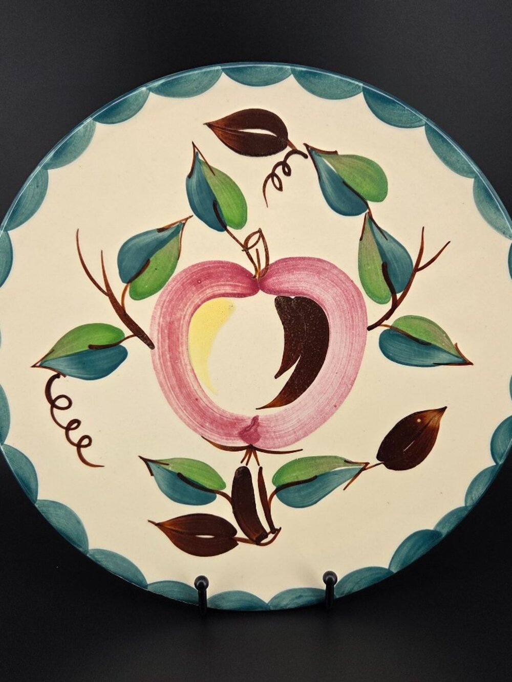 Vintage Purinton Pottery Apple Slipware Platter 11.5" Retro Farmhouse Plate